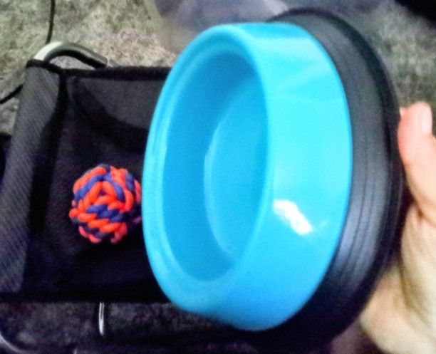 DOG CHEW BALL & PLASTIC DOG BOWL