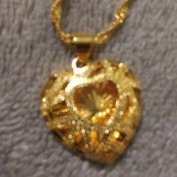 18K Gold Filled Filled Heart Pendant Necklace