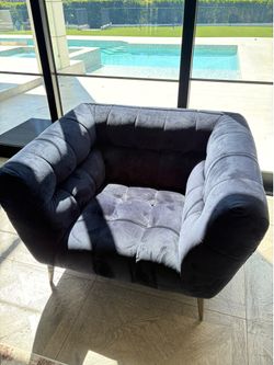 Navy Velvet Club Chair