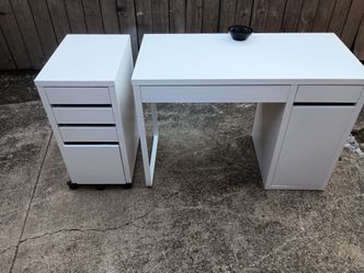 IKEA Micke White Desk and drawer