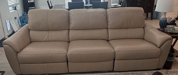 Leather power reclining sofa and loveseat set