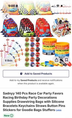 Race Car Birthday Party Favors Set 140 Pcs