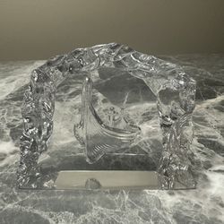 Hadeland Glass Iceberg  Crystal Paperweight Signed 