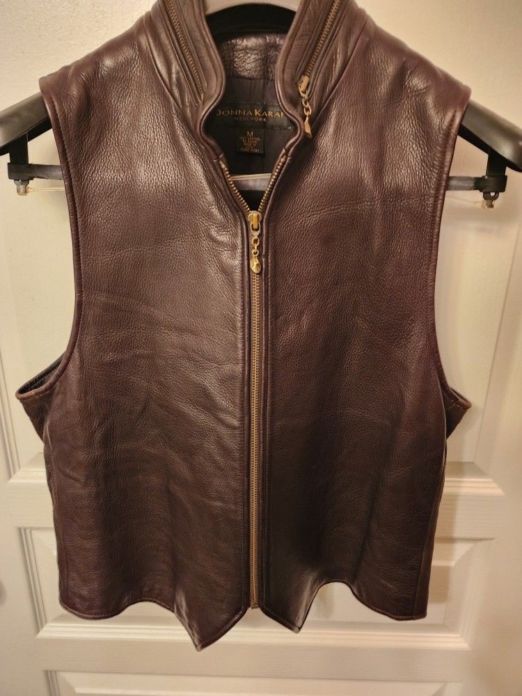 Mens Donna Karan Couture Chocolate Brown Leather Vest