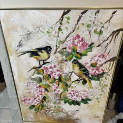 Antique Abstract Oil Painting Signed Lee Reynolds 40.5”Lx51”H