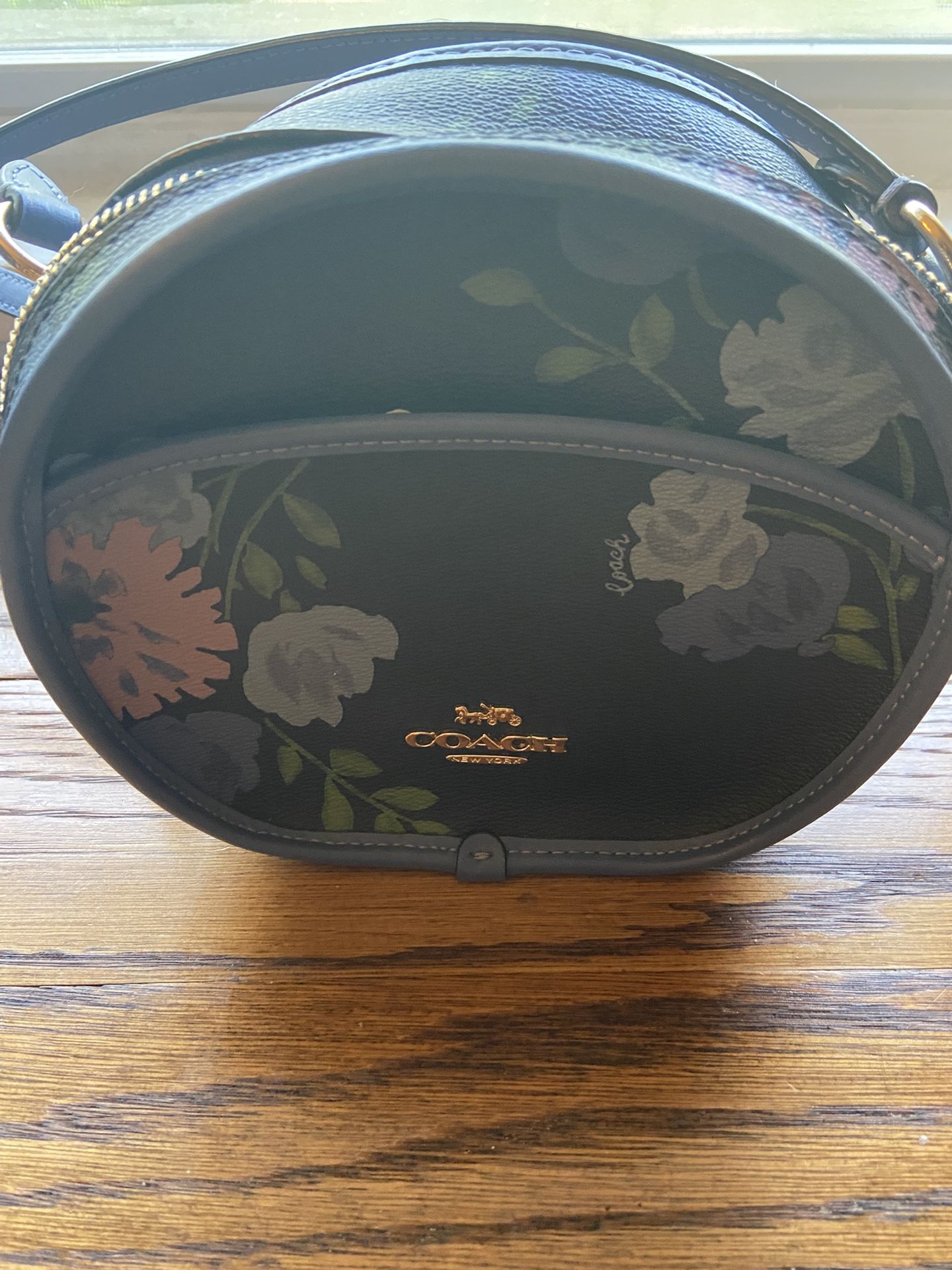 Blue Floral Coach Over The Shoulder Bag