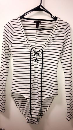 Material Girl Striped Bodysuit Sz Small