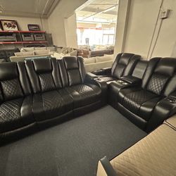 Leather Reclining Sofa Loveseat 