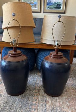 Navy (with brown) Ceramic Lamps /shades sold separately