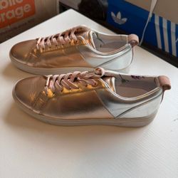 Ted Baker Women's Metallic Rose Gold and Silver Sneakers 9