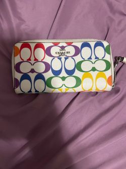 Coach Rainbow Signature Zip Around Wallet