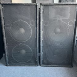 Dual 15 Powered Speaker Cabinets Carpeted
