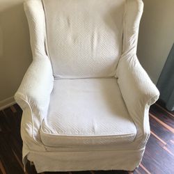 White Slip covered Shabby Chic Chair 