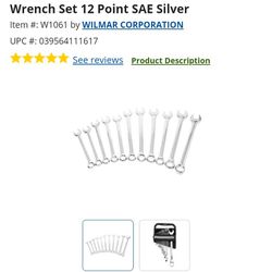 Performance Tool W1061 Combination Wrench Set 12 Point SAE Silver

