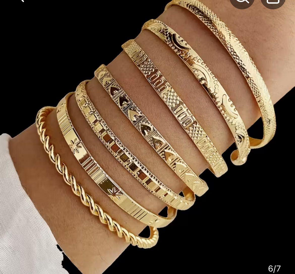 Gold bangles five dollars each also in silver