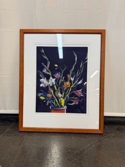 Limited Edition Abstract Floral Art Print in Wood Frame