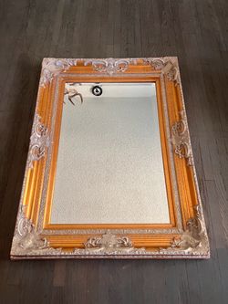 Gold Beveled 1930s Deco Baroque Rococo Style Mirror