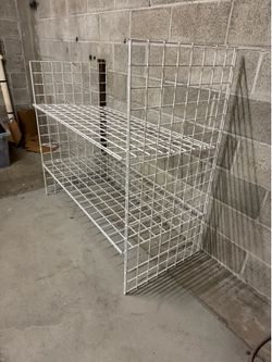 Commercial White Wire Grid Display Rack Shelf Unit (49"W x 24"D x 48.5"H)