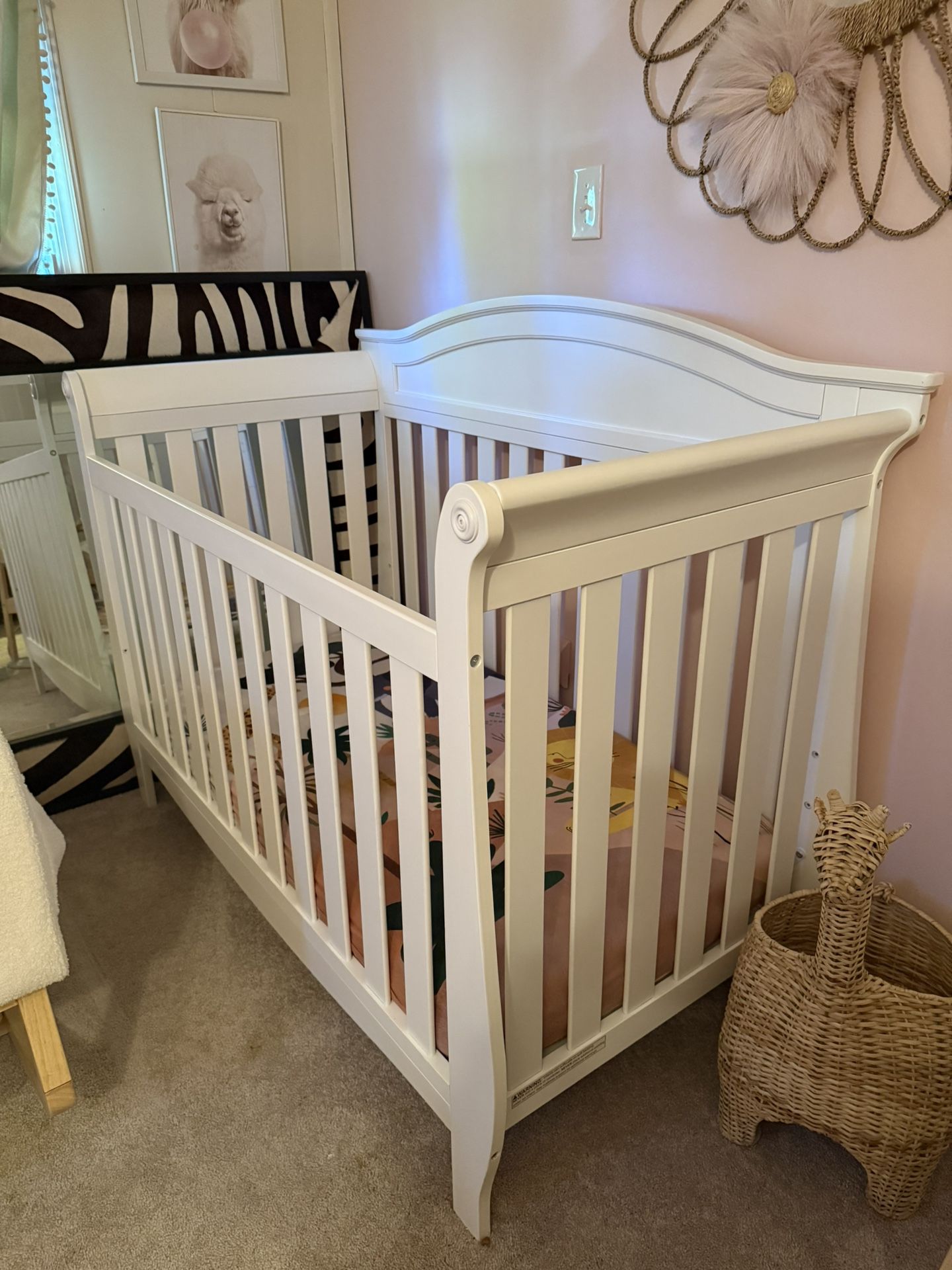 4-in-1 Convertible Baby Crib + Mattress For Sale