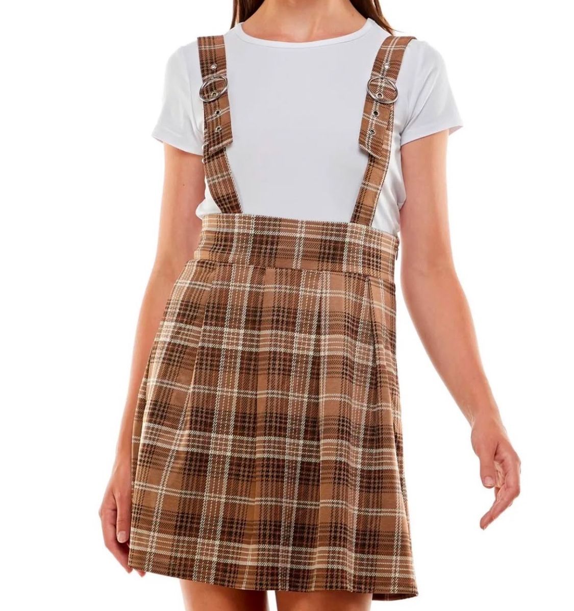 WOMAN BROWN/ PLAID SKIRT SET SIZE L
