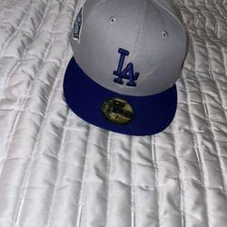 Brand New Grey and Blue Los Angeles Dodgers Fitted Hat