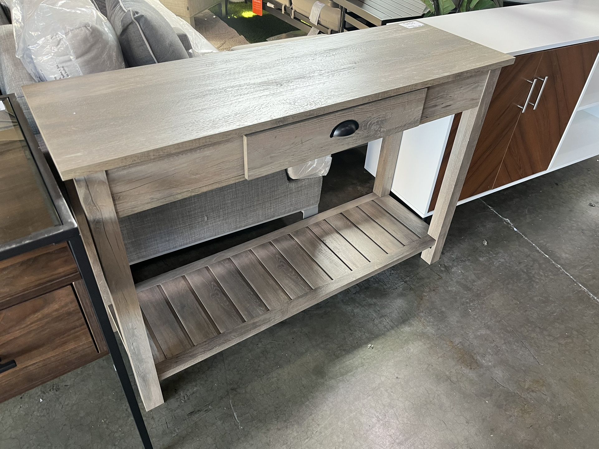 Walker Edison Rustic Wood Farmhouse Entryway Accent Table with Storage Drawer Entry Table Living Room End Table,