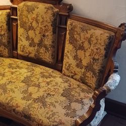 Antique Settee Eastlake Tapestry