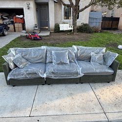 3 seater living room couches brand new indoor furniture thick green cushions