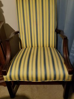 Blue and yellow strip old chair. Excellent condition