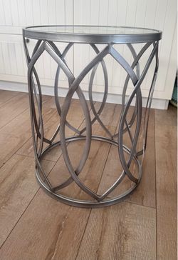 Glass and metal side table