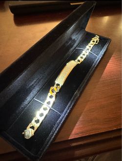 New! 14k Solid gold ID Curb link bracelet