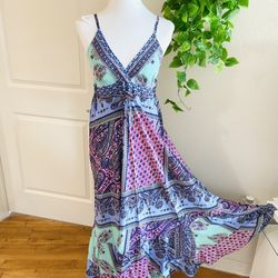 Women Ladies Boho Floral Midi Dress Cocktail Party Evening Summer Beach Sundress one size 