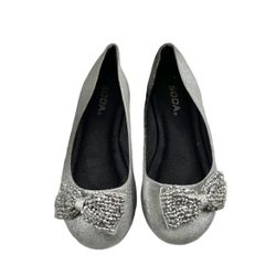 Soda Silver Sparkly Flats With Bow Size 3 
