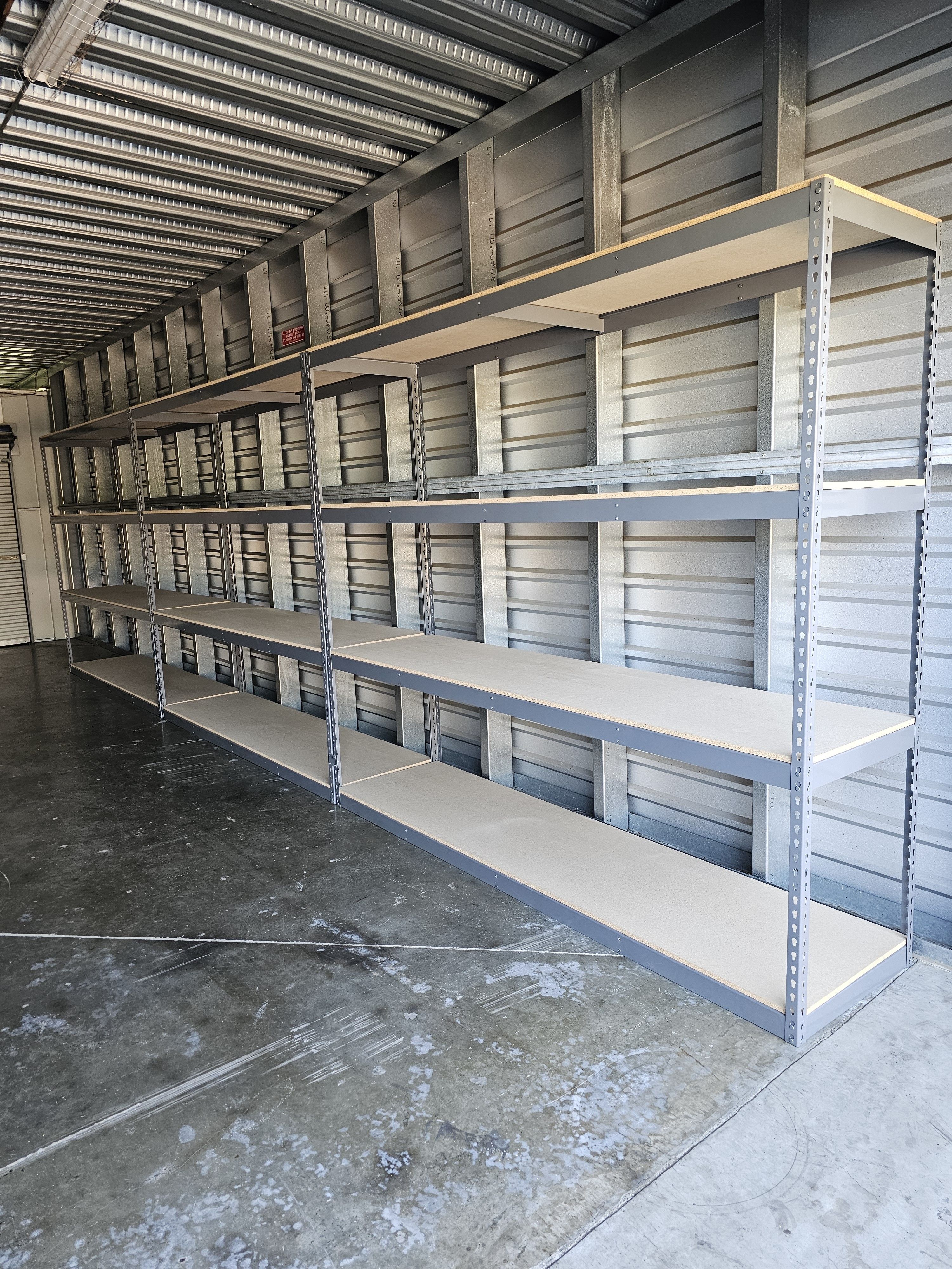 Warehouse Shelving 96 in W x 24 in D Steel Rivet Rack 4 Tier Similar to Uline Stronger Than HomeDepot Lowes And Costco Delivery Available