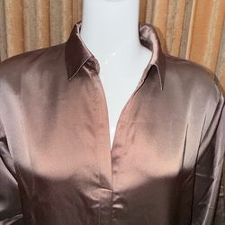 Silky brown long sleeve top