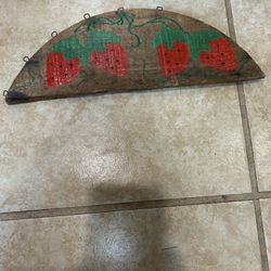 Hand Painted Strawberries Wood Folk Art Farmhouse 