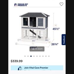 Duplex Rabbit Hutch 49.5"L x 26.75"W x 45.5"H (125 x 68 x 115.6 cm)