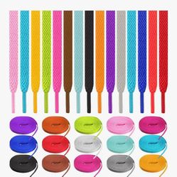 15 Pairs 45" Flat Coloured Athletic Shoe Laces for Sneakers Skate Shoes Boots and Sport Shoes