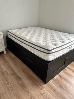 Black Full Size Bed Frame with Storage