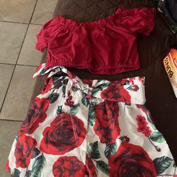 Baby Girl Shorts And Blouse Color  Red Size 12 - 18 Months  Brand Shein