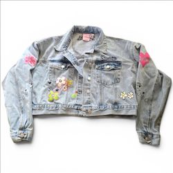 Forever 21 Barbie Kindness is a Power Cropped Denim Jacket Women SZ L
