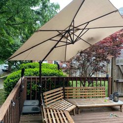 10x10 Patio Umbrella w/ Base – Beige
