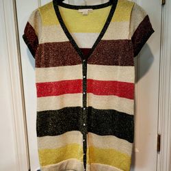 Sparkle Lurex Striped Tunic Sz Lg
