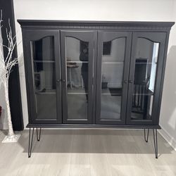 Black Vintage Hutch With Hairpin Legs Color C. LEDs 
