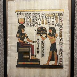 Framed Egyptian Painting on Papyrus