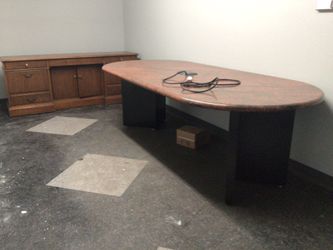 Dark Cherry Racetrack Conference Office Table boardroom Marble granite Top Oval VINTAGE