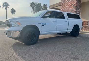 White Truck Camper Shell / Truck Topper for Ram 1500 Crew Cab
