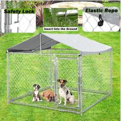 6.8FTX6.8FTX5.65FT Outdoor Dog Playpen Heavy Duty Dog Kennel House Mesh Dog Big Cage Pet Kennel Steel Fence with Secure Lock