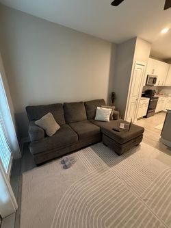 Dark Gray Fabric Sectional Sofa with Chaise