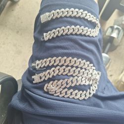 HIPHOP plated Cz Chain Bracelet Set